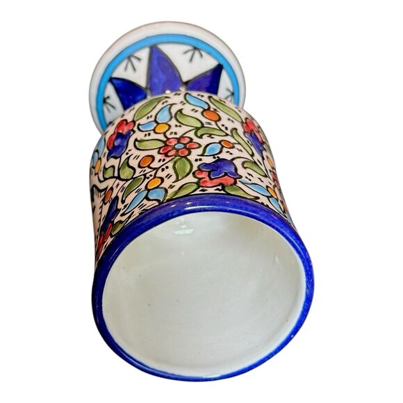 Hand-Painted Armenian Ceramic Fruit of the Vine Kiddush Cup 'Borei P’ri Hagafen' - Picture 8 of 11
